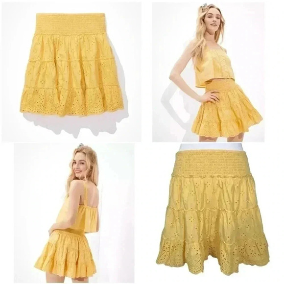 American Eagle Yellow Eyelet Skirt Sz. XXL NWT - Picture 1 of 8